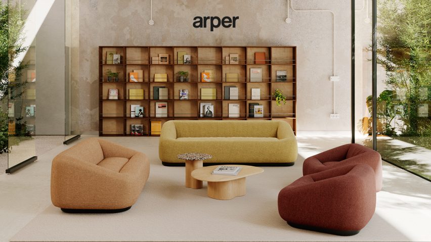 Display of furniture by Arper