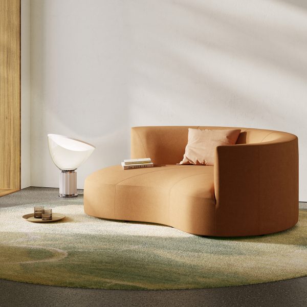 Orange-toned rounded sofa