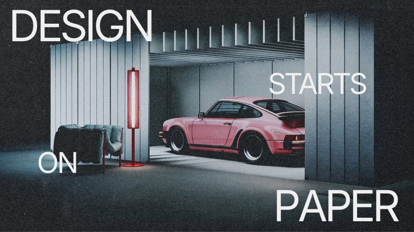 Poster graphics for Design Starts On Paper exhibition