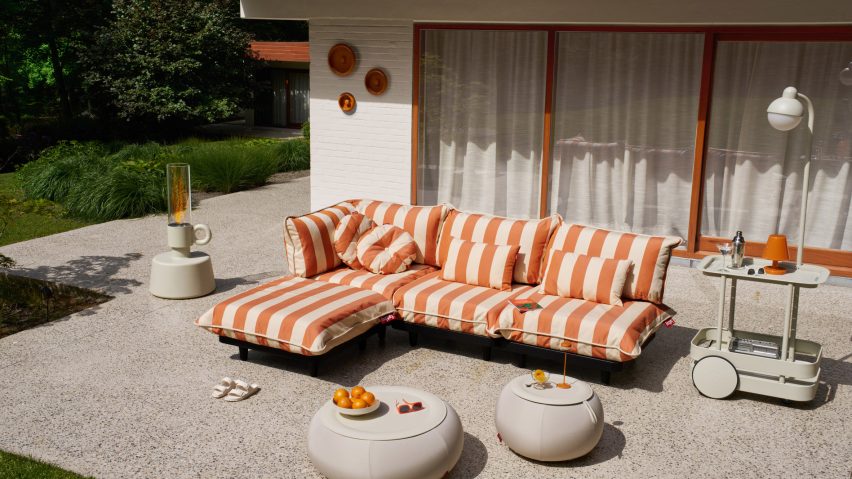 Display of outdoor summer furniture by Fatboy