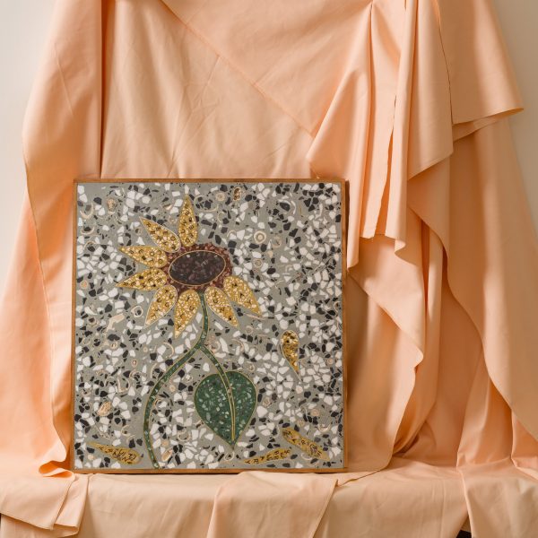 Sunflower mosaic on satin fabric