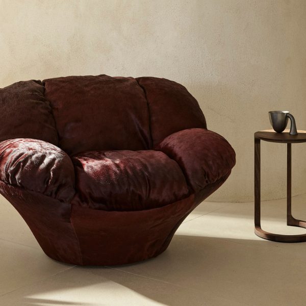 Display of couch and side table