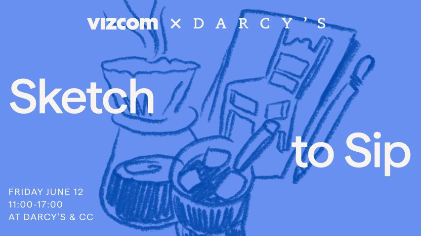 Graphic for the Vizcom at Darcy's and Copenhagen Contemporary: Sketch and Sip event