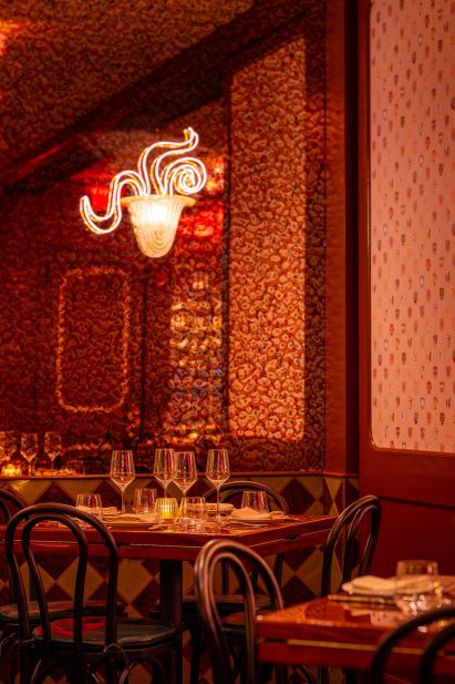 Highly textured antique mirror in a restaurant
