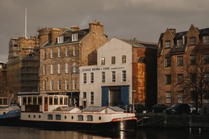 dockside industrial buildings in Leith Edinburgh