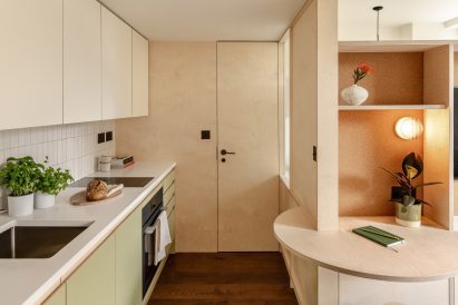 London micro flat with brich plywood panels