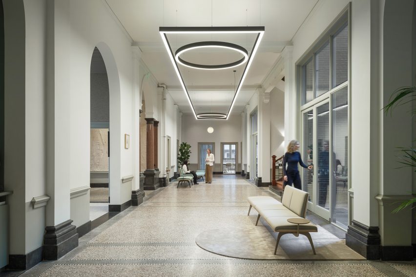 The building's original U-shaped floorplan was restored during the renovation