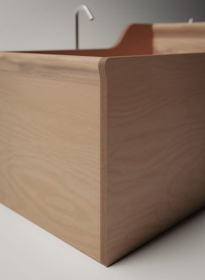 Side view of plywood tub
