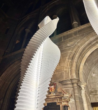 Close-up of folded paper lights