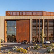 Gensler design of Thistle Data Center Campus in Arizona with weathering steel elements.