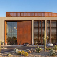 Gensler design of Thistle Data Center Campus in Arizona with weathering steel elements.