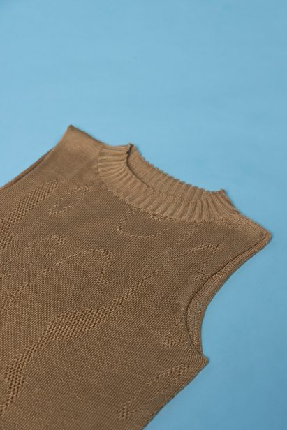 Close-up of the brown dress