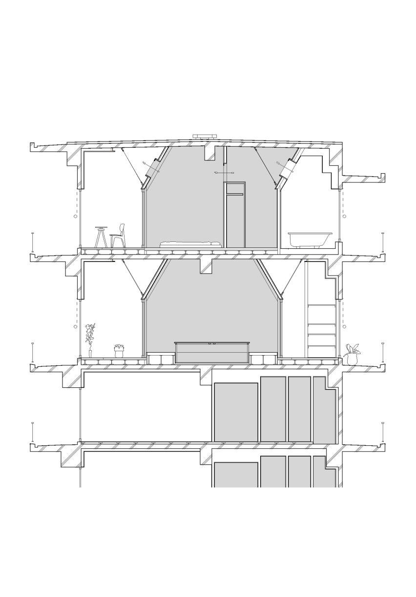 Section of Nakano House by KUMA & ELSA