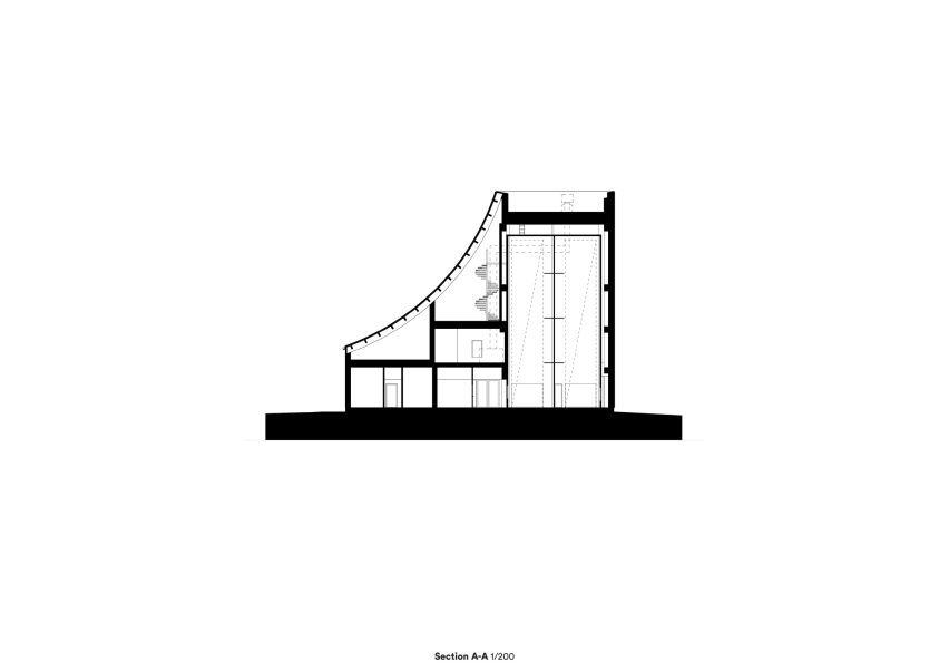 Section of Malmi Mortuary and Farewell Spaces by Verstas Architects