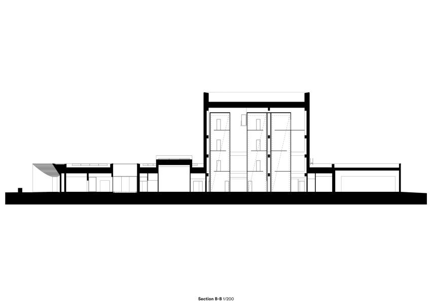 Section of Malmi Mortuary and Farewell Spaces by Verstas Architects