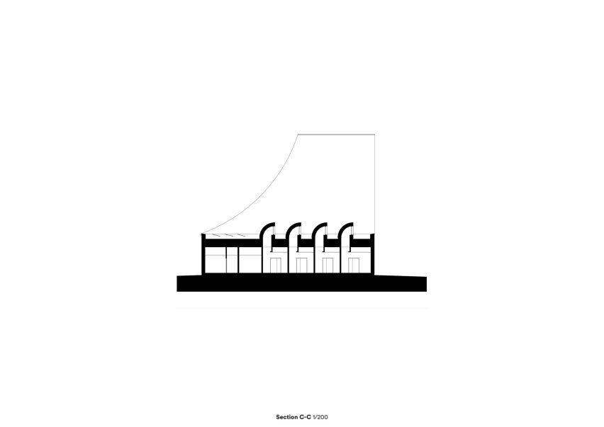 Section of Malmi Mortuary and Farewell Spaces by Verstas Architects
