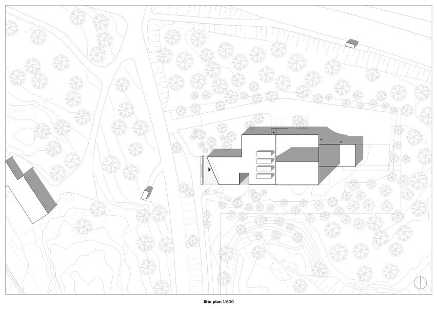 Site plan of Malmi Mortuary and Farewell Spaces by Verstas Architects