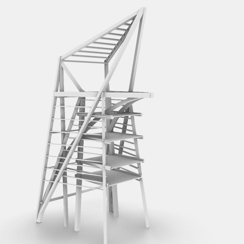 a visualisation of a building in tones of white