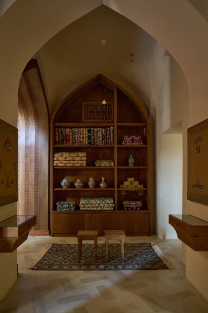 Built-in wooden storage in converted Tashkent mosque