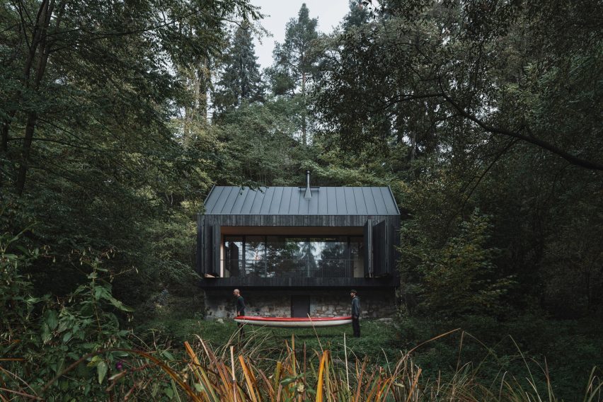Log cabin surrounded by Czech forest