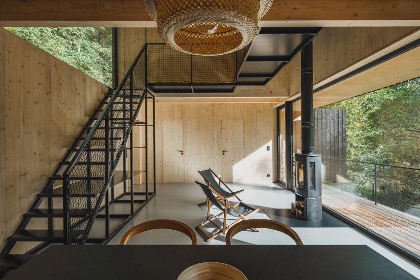 Internal view of Czech cabin by Mimosa Architects