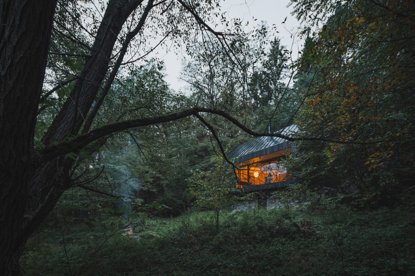 Czech cottage in forest