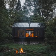 River, Rock, Fire cabin by Mimosa Architects in Czech Republic