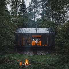 River, Rock, Fire cabin by Mimosa Architects in Czech Republic