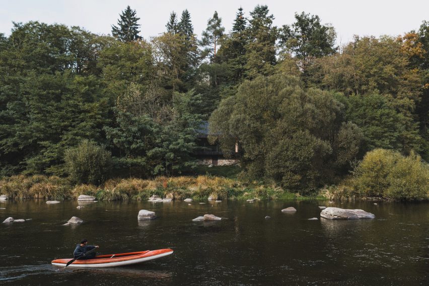 Log cabin on the banks of Sazava River