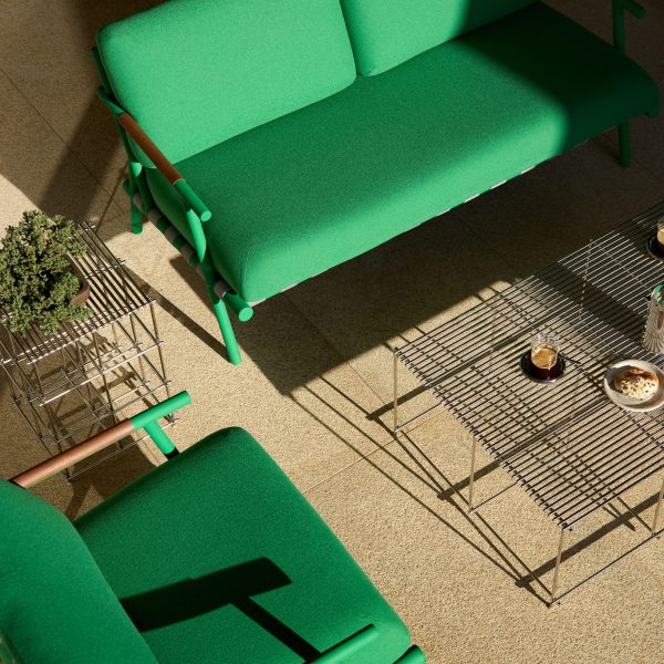 Scaffold outdoor occasional tables by Haldane
