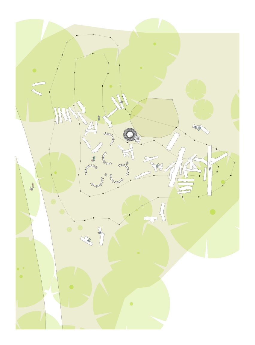 Site plan of Silk Wood Playscape at Westonbirt Arboretum by Pearce+, Invisible Studio and Lean Structures