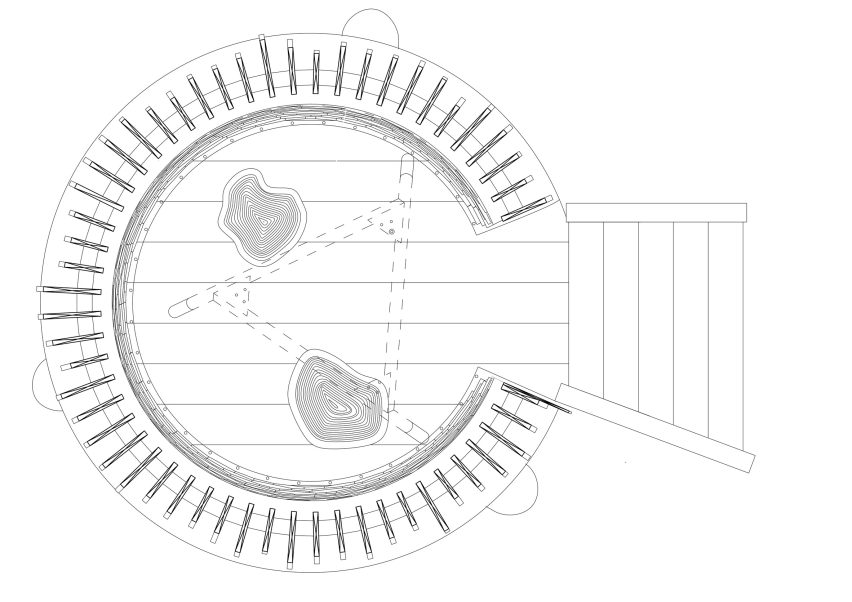 Tower plan at Silk Wood Playscape at Westonbirt Arboretum by Pearce+, Invisible Studio and Lean Structures