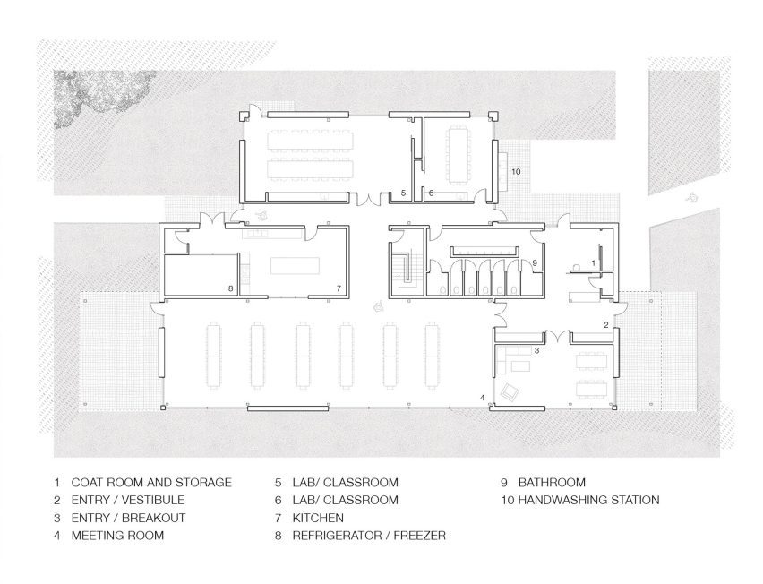 Ground floor plan of the Smith Center for Education and Research in Maine by Opal