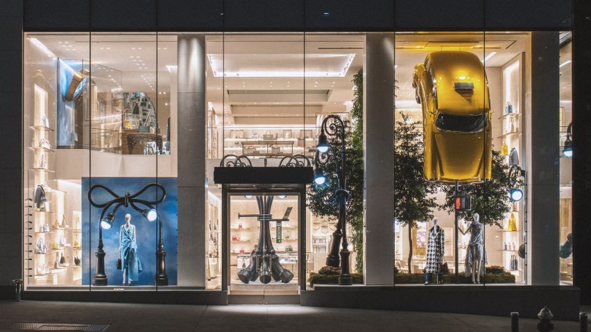 Dior window displays by Alex Chinneck