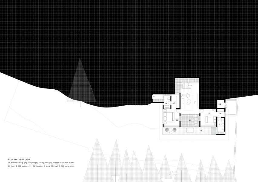 Basement plan of Summer Home by Mindspark Architects