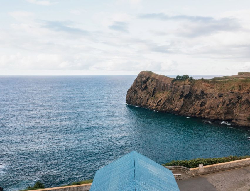 The Blue House Atelier Backlar overlooking bay