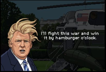 Image of Donald Trump as an arcade game character