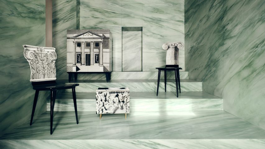 Green marble in Fornasetti store