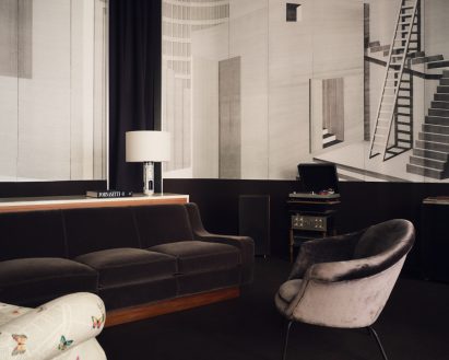Black and white interior in Italian store