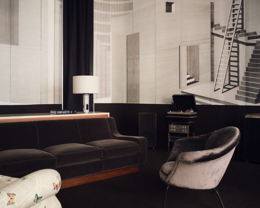 Black and white interior in Italian store