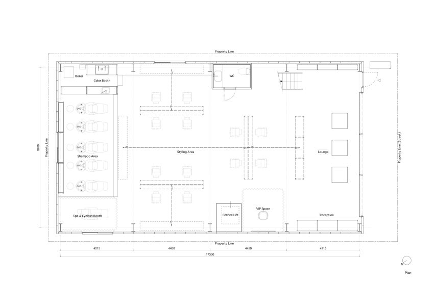 Plan of Unravel hair salon by Atelier Write