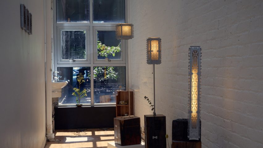 Bechara Maalouf displays lamps informed by Lebanese window guards