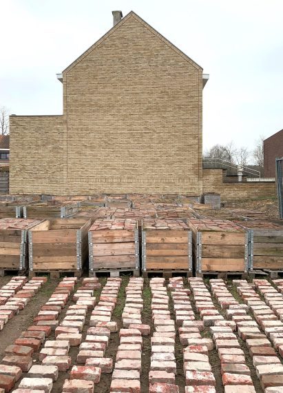 Residential house with bricks laid in front