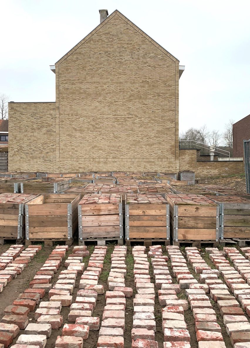 Residential house with bricks laid in front