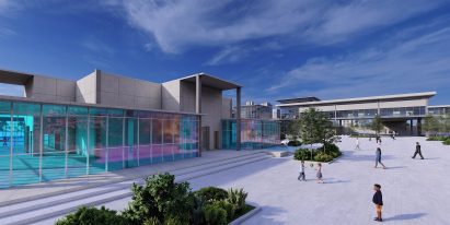 Render of a innovation and entertainment hub
