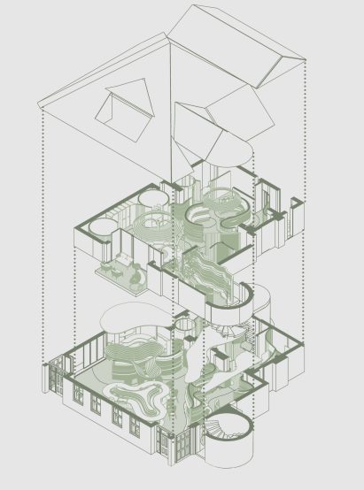 Illustration of plans for an interior garden