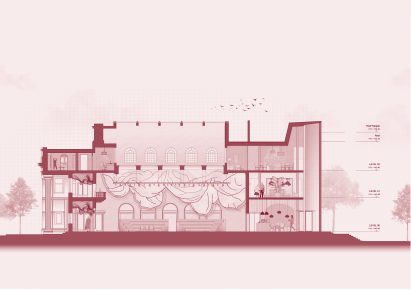 Illustration of plans for a contemporary dance studio