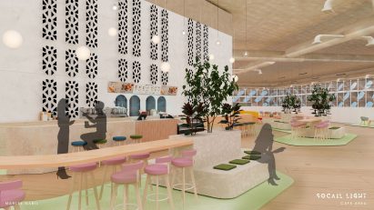 Render of a coworking space