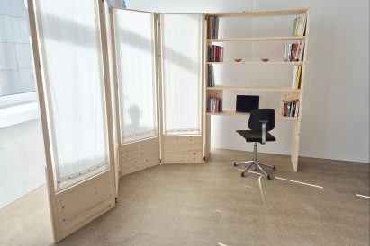 Photo of wooden screen and desk