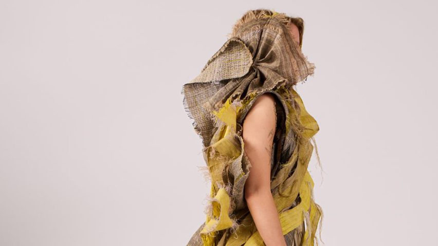 Woven clothing worn by a model